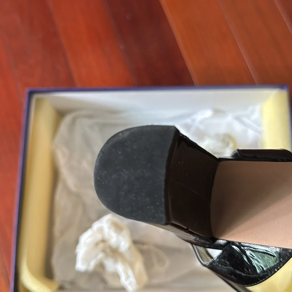 Stuart Weitzman Real Deal black patent platform healed sandal - Picture 10 of 12